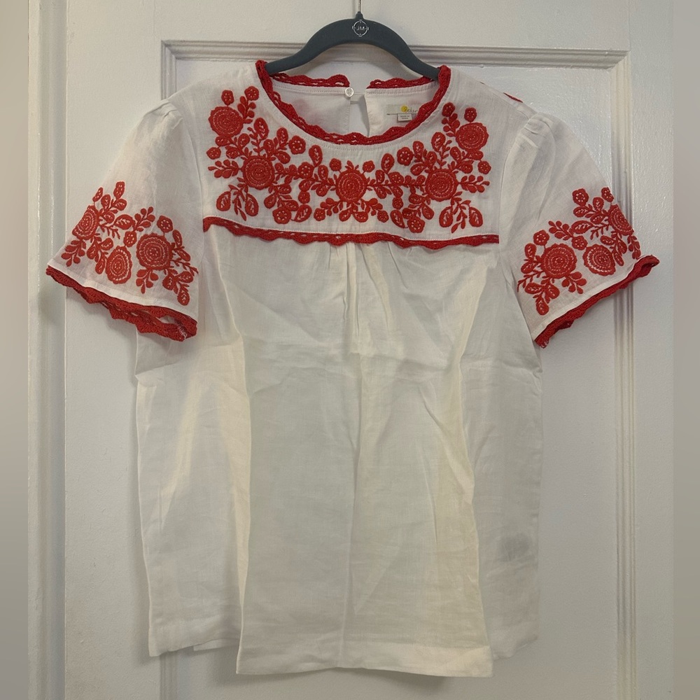 Brand new embroidered linen Boden top, size 10